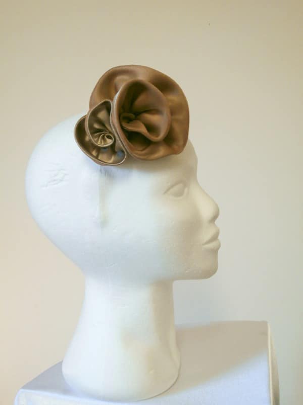 Handsewn Silk rosette headpiece. This is a one off available in my shop. Rosette hair pieces and garlands, corsages to order